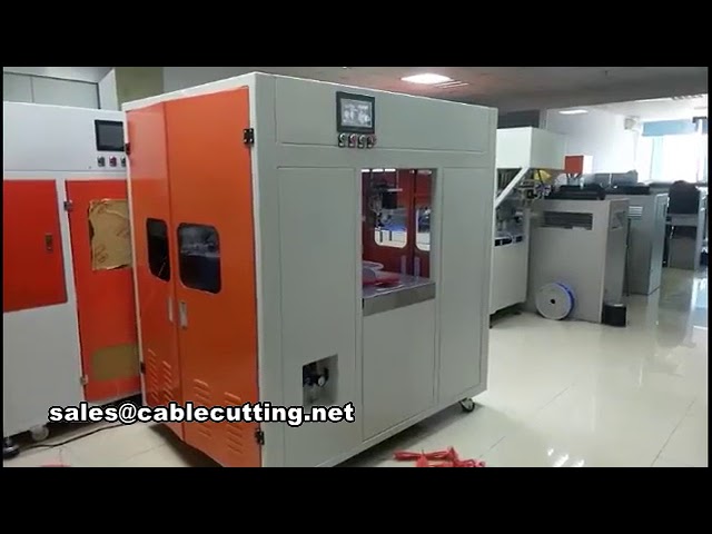 Automatic cable cutting wire core stripping and winding tying machine