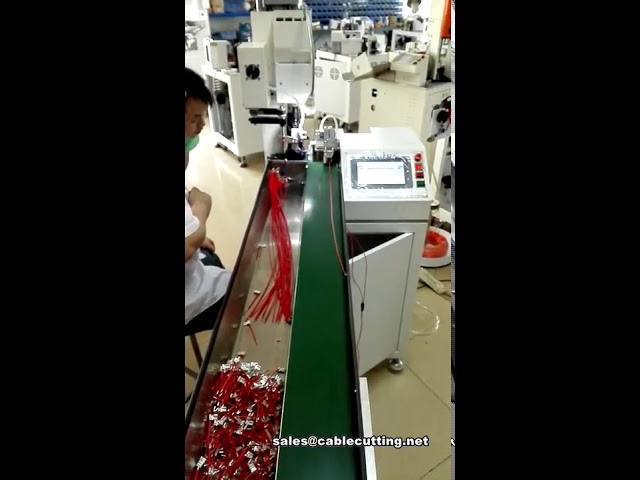 Automatic flag shaped terminal crimping machine, terminal crimping machine, with conveyor belt